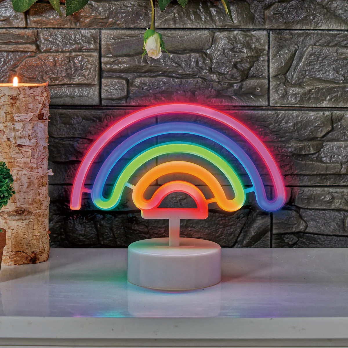 EZ-Illuminations Battery Operated Multicolor LED Neon-Style Rainbow Light, with Built-in Timer