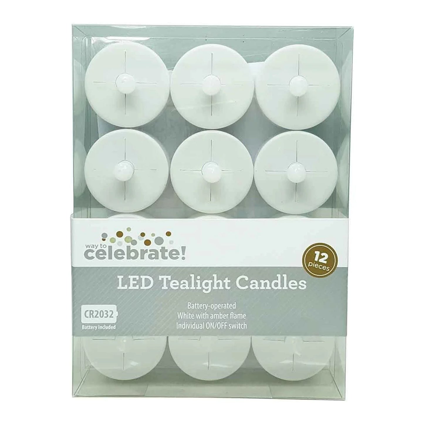 Way to Celebrate Flameless LED Tealights, White, Set of 12