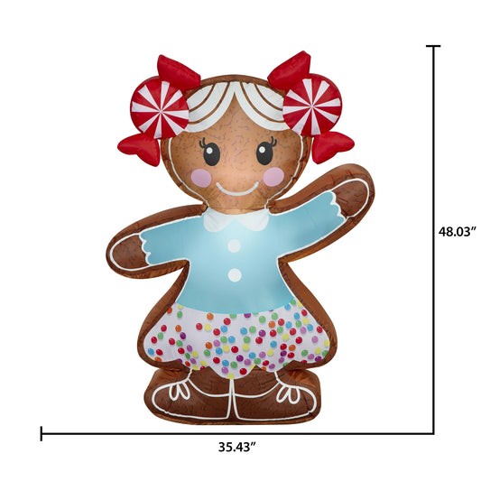 Christmas Airblown Inflatables Yard Decoration Gingerbread Girl, 4 ft