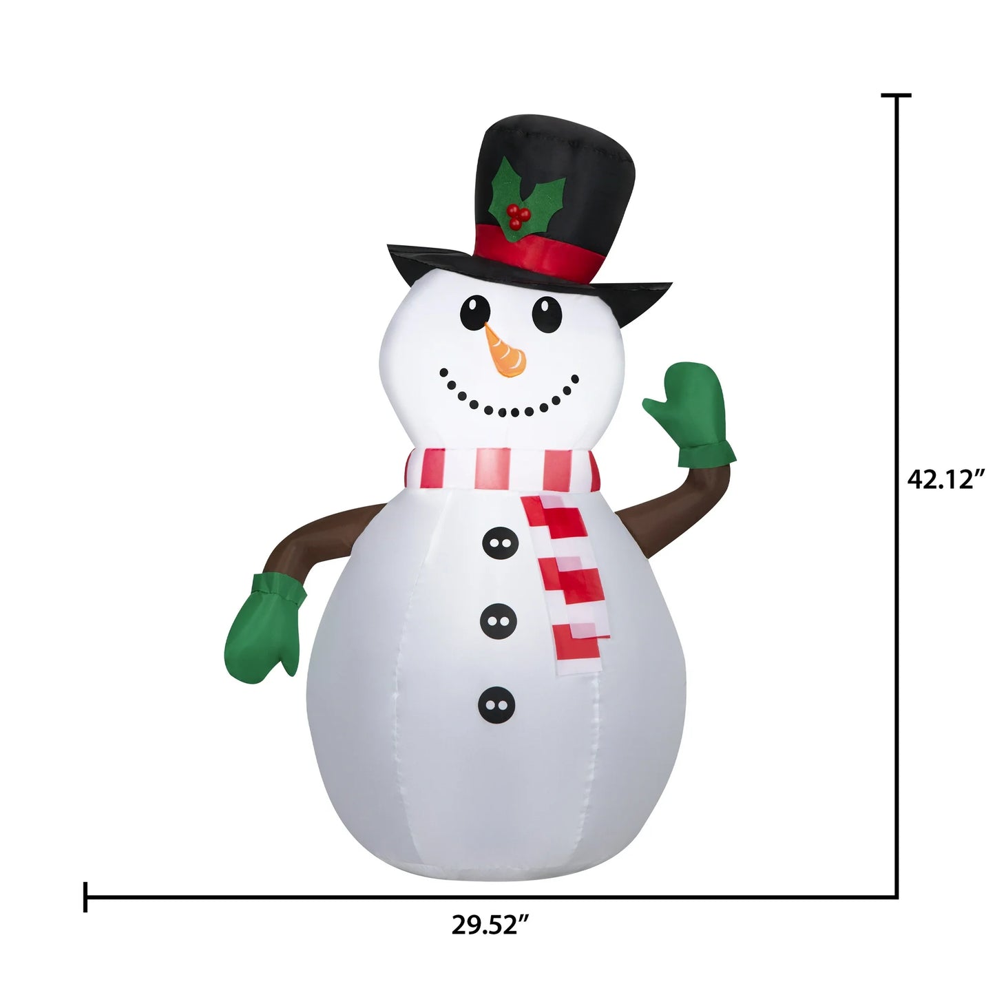 New Christmas Airblown Inflatables Yard Decoration Snowman with Top Hat, 3.5 ft